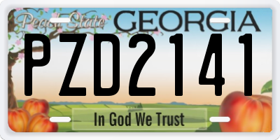 GA license plate PZD2141