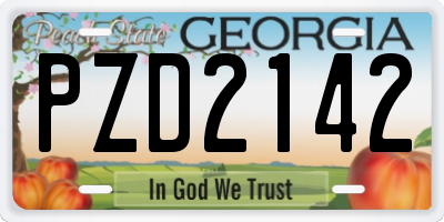 GA license plate PZD2142