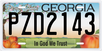 GA license plate PZD2143