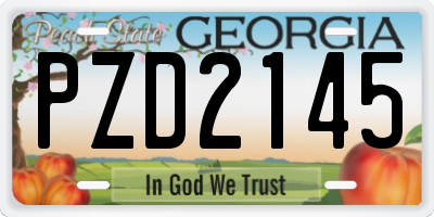 GA license plate PZD2145