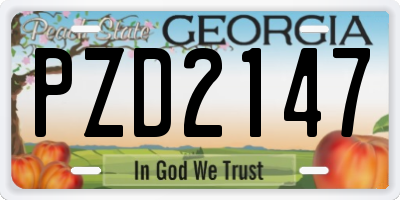 GA license plate PZD2147