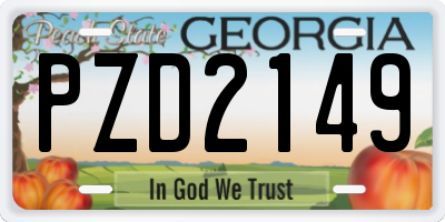 GA license plate PZD2149
