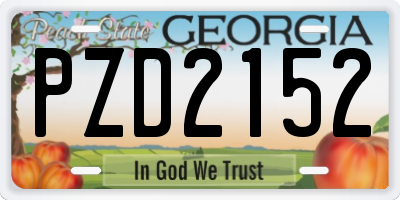 GA license plate PZD2152