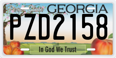GA license plate PZD2158