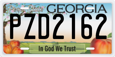GA license plate PZD2162