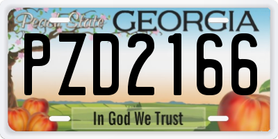 GA license plate PZD2166