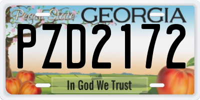 GA license plate PZD2172