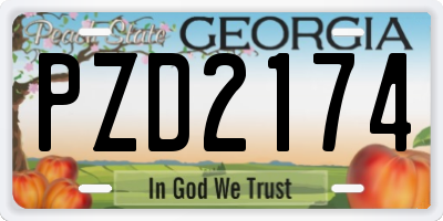 GA license plate PZD2174