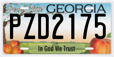 GA license plate PZD2175