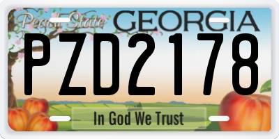 GA license plate PZD2178