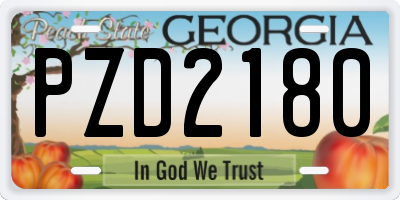 GA license plate PZD2180