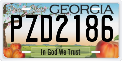 GA license plate PZD2186