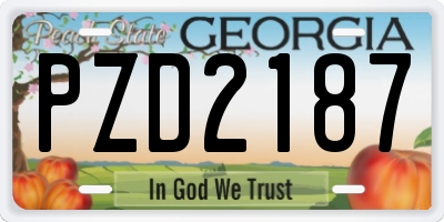 GA license plate PZD2187