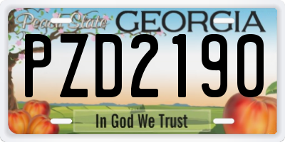 GA license plate PZD2190