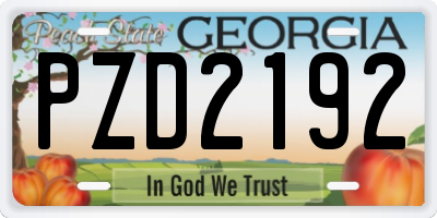 GA license plate PZD2192