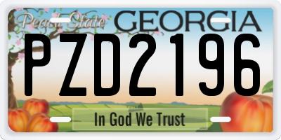 GA license plate PZD2196