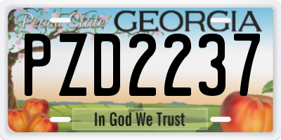 GA license plate PZD2237