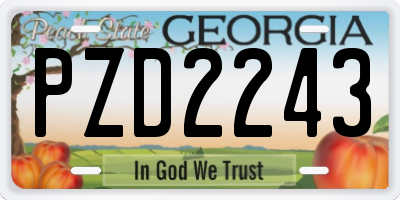 GA license plate PZD2243