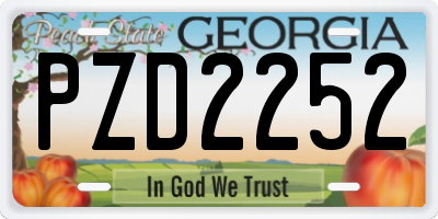 GA license plate PZD2252