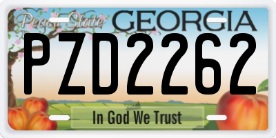 GA license plate PZD2262