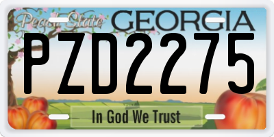 GA license plate PZD2275
