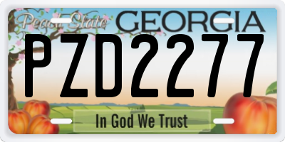 GA license plate PZD2277