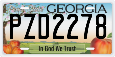 GA license plate PZD2278