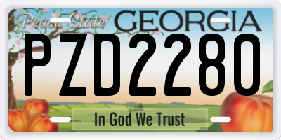 GA license plate PZD2280
