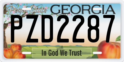 GA license plate PZD2287