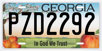 GA license plate PZD2292