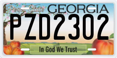GA license plate PZD2302