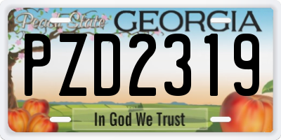 GA license plate PZD2319