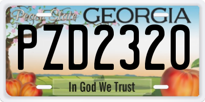 GA license plate PZD2320