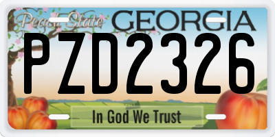 GA license plate PZD2326