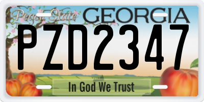 GA license plate PZD2347