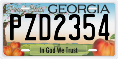 GA license plate PZD2354