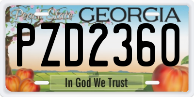 GA license plate PZD2360