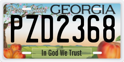 GA license plate PZD2368
