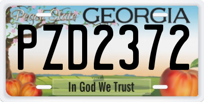GA license plate PZD2372