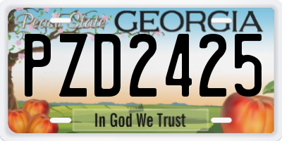 GA license plate PZD2425