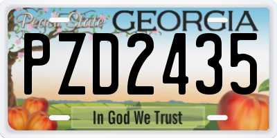 GA license plate PZD2435