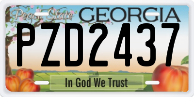 GA license plate PZD2437