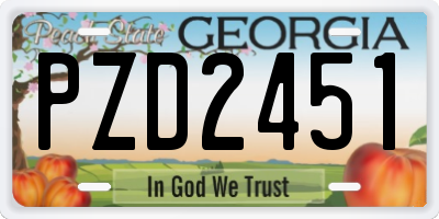 GA license plate PZD2451