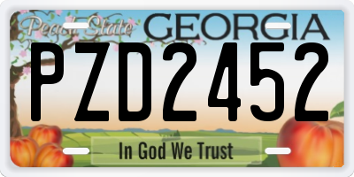GA license plate PZD2452