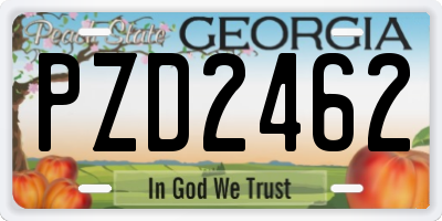 GA license plate PZD2462