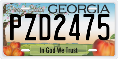 GA license plate PZD2475