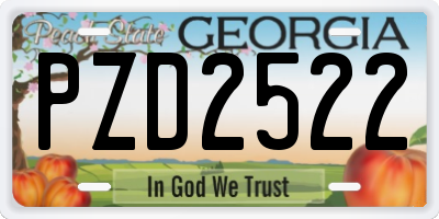 GA license plate PZD2522