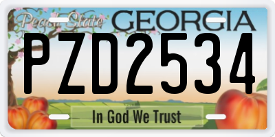 GA license plate PZD2534