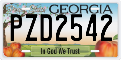 GA license plate PZD2542
