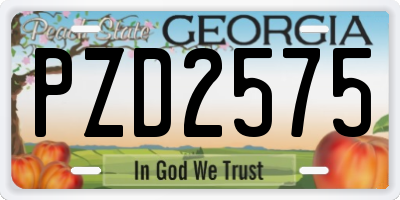 GA license plate PZD2575
